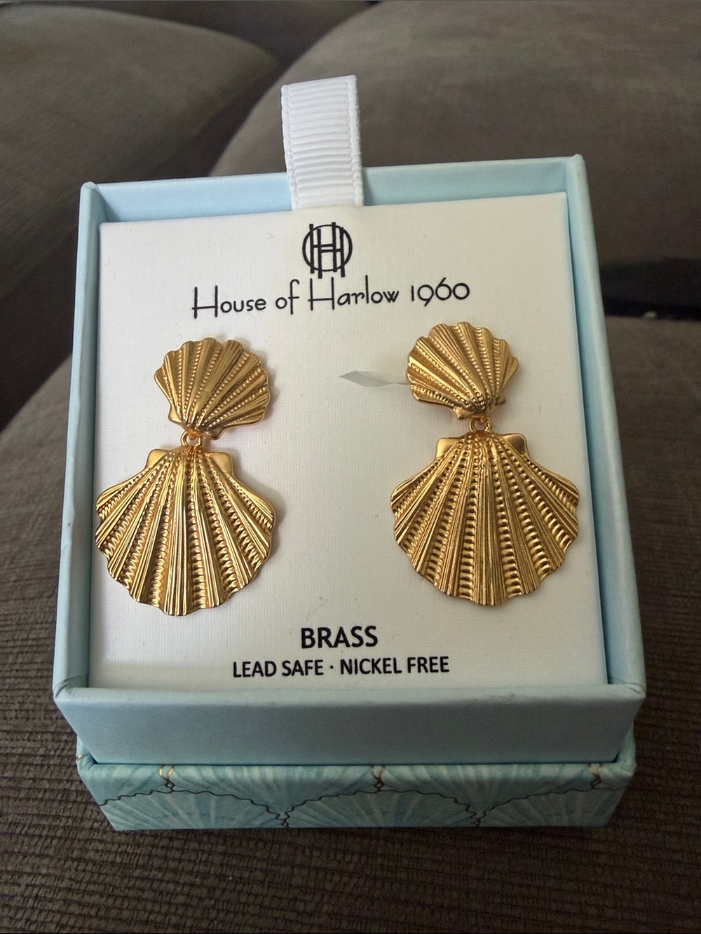 House of Harlow 1960 Gold Scallop Shell Drop Earrings
